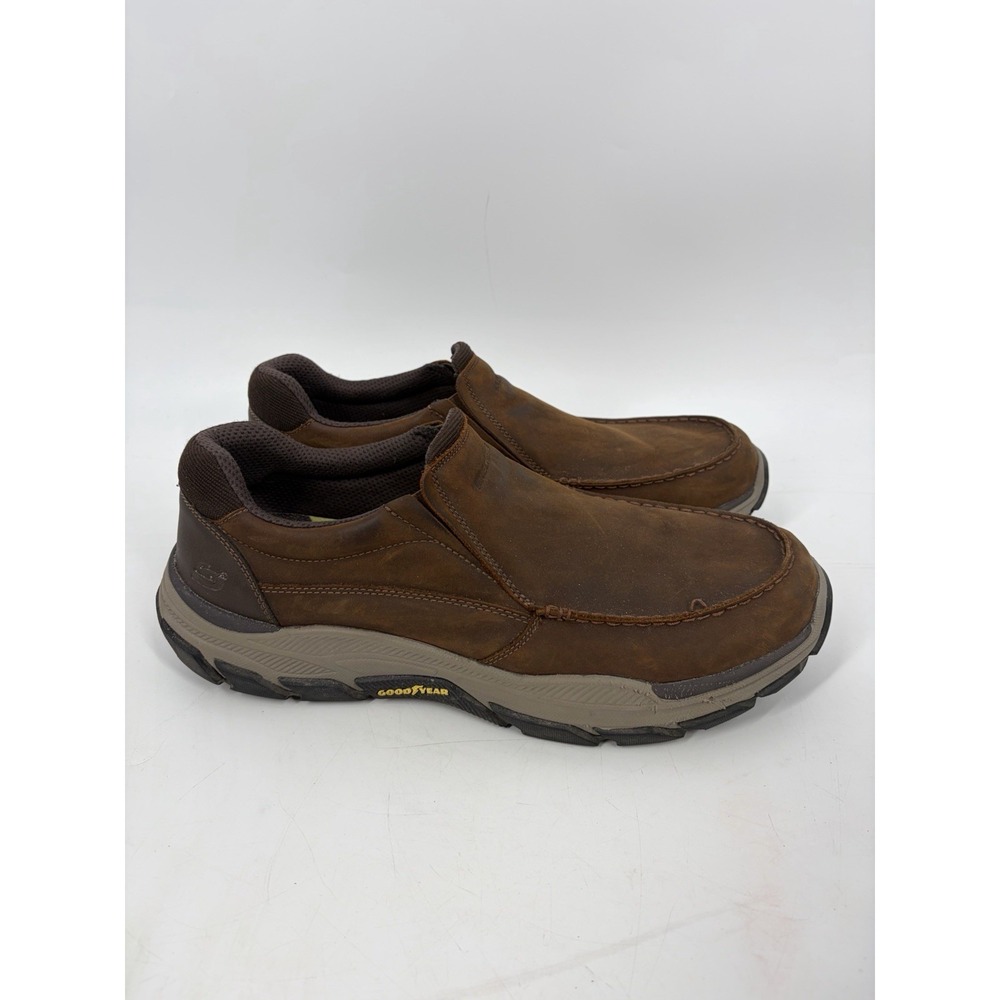 Skechers Respected Catel Men's 13 Dark Brown Relaxed Fit Slip-On Loafer Shoes